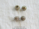 CZ Paved Silver Beads, Large or Small Hole 11 mm Gold Filigree Round Beads #240, Rose Cubic Zirconia Paved CZ Focal Beads