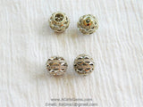 CZ Paved Silver Beads, Large or Small Hole 11 mm Gold Filigree Round Beads #240, Rose Cubic Zirconia Paved CZ Focal Beads