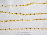 Gold Pyrite Chain, Religious Chain for Fashion Jewelry CH# 505, 4 mm Faceted Natural Pyrite Rosary Beads Gold Rosary Chain