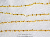 Gold Pyrite Rosary Chain, Religious Chain for Fashion Jewelry CH #505, 4 mm Faceted Natural Pyrite Rosary Beads Gold Rosary Chain