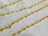 Gold Pyrite Rosary Chain, Religious Chain for Fashion Jewelry CH #505, 4 mm Faceted Natural Pyrite Rosary Beads Gold Rosary Chain