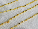 Gold Pyrite Chain, Religious Chain for Fashion Jewelry CH# 505, 4 mm Faceted Natural Pyrite Rosary Beads Gold Rosary Chain