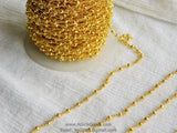 Gold Pyrite Chain, Religious Chain for Fashion Jewelry CH# 505, 4 mm Faceted Natural Pyrite Rosary Beads Gold Rosary Chain