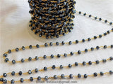 22k Gold Plated Black AB Chain, 6 mm Chains for Boho Jewelry CH #336, Gold Plated Mystic Grey AB