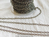 Large Cable Chain, 4 x 6 mm Necklace Chain -Gunmetal Black Rhodium plated Oval Bracelet Chain *Soldered* Connector Charm Chain