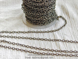 Large Cable Chain, 4 x 6 mm Necklace Chain -Gunmetal Black Rhodium plated Oval Bracelet Chain Soldered Connector Charm Chain