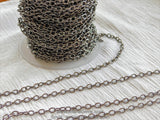 Large Cable Chain, 4 x 6 mm Necklace Chain -Gunmetal Black Rhodium plated Oval Bracelet Chain Soldered Connector Charm Chain