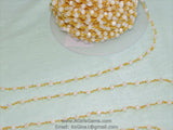 White Chalcedony Chain, 4 mm Gold Wire Wrapped Chains CH #311, Beaded Rosary
