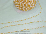 White Chalcedony Rosary Chain, 4 mm Gold Wire Wrapped Chains CH #311, Beaded Rosary