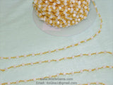 White Chalcedony Chain, 4 mm Gold Wire Wrapped Chains CH #311, Beaded Rosary