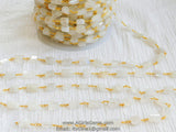 Moonstone Beaded Chains, 22 K Gold plated Rectangle Beads Wire Wrapped Gemstone Chains 10 x 12 mm for Bracelets CH #508