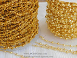 Pyrite Chain, 4 mm Natural Faceted Antique Gold Pyrite Bead CH #510, Quality Wire Wrapped Chains