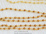 Pyrite Chain, 4 mm Natural Faceted Antique Gold Pyrite Bead CH #510, Quality Wire Wrapped Chains
