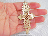 Brass Ethiopian Coptic Cross Jewelry Pendant, African Gold Cross Charm #2050, Jewelry Making Supplies