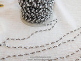 4 mm White Chalcedony Gunmetal Black Chain CH #312, Wire Wrapped Chains, By The Foot