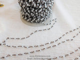 4 mm White Chalcedony Gunmetal Black Rosary Chain CH #312, Wire Wrapped Chains, By The Foot