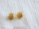 CZ Micro Pave Bail Bead, Gold Silver Round Connector Tube Charm Pendant Holders # 133, 7 x 8 mm Big Large Hole 1 Loop