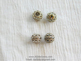 CZ Paved Silver Beads, Large or Small Hole 11 mm Gold Filigree Round Beads #240, Rose Cubic Zirconia Paved CZ Focal Beads