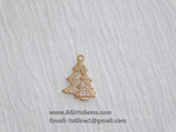 CZ Micro Pave Christmas Tree Charms, Gold Double Christmas Tree Pendants for Bracelet Necklace Jewelry Making