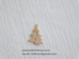 CZ Micro Pave Christmas Tree Charms, Gold Double Christmas Tree Pendants for Bracelet Necklace Jewelry Making