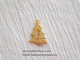 CZ Micro Pave Christmas Tree Charms, Gold Double Christmas Tree Pendants for Bracelet Necklace Jewelry Making