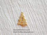 CZ Micro Pave Christmas Tree Charms, Gold Double Christmas Tree Pendants for Bracelet Necklace Jewelry Making