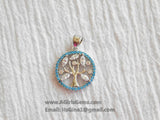 Turquoise Tree of Life Charm, CZ Silver Tree # 86, Blue Turquoise Charms