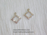 Black CZ Pave Diamond Shape Charm, Rose Gold Hollow Bezel #261, Silver Charm Dangles