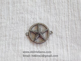 Star Sideways Connector Bead CZ Gunmetal Black Plated Starfish Link Charm Connector Link Pendant Bracelet Necklace AGGSM233
