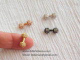 Barbell Charm Beads, Charm Holder Bead Connectors, 18 k Rose Gold/Silver/Gold or Black Rhodium Plated Dumb Bell 7x16/9x20 mm Dumb bell beads