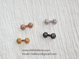 Barbell Charm Beads, Charm Holder Bead Connectors, 18 k Rose Gold/Silver/Gold or Black Rhodium Plated Dumb Bell 7x16/9x20 mm Dumb bell beads