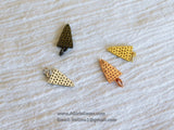 Triangle Charms, 3 pcs CZ Micro Pave Tiny Gold CZ Charm Micro Pave Gold Cubic Zirconia Arrow Dangle 8 x 15 mm