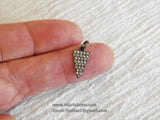 Triangle Charms, CZ Micro Pave Tiny Black Rhodium Plated Triangle Point Cubic Zirconia Arrowhead Dangles 8 x 15 mm CZ Drops - Gold