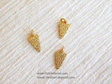 Triangle Charms, 3 pcs CZ Micro Pave Tiny Gold CZ Charm Micro Pave Gold Cubic Zirconia Arrow Dangle 8 x 15 mm