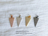 CZ Pave Arrow Pendant, Cubic Zirconia Arrowhead, Triangle Shape Charms