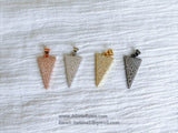 CZ Pave Arrow Pendant, Cubic Zirconia Arrowhead, Triangle Shape Charms