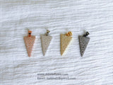 Arrow Charm, CZ Micro Pave Arrowhead Triangle Pendants, Gunmetal Black