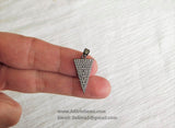 Arrow Charm, CZ Micro Pave Arrowhead Triangle Pendants, Gunmetal Black