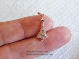 Micro Pave CZ Christmas Tree Charm, CZ Rose Gold Plated Christmas #259, Christmas Gifts