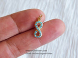 Gold Plated Turquoise Blue Infinity Charm Pendant Gold Plated Charm Connector Pendant Bracelet Necklace AGGSM267