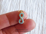 Gold Plated Turquoise Blue Infinity Charm Pendant Gold Plated Charm Connector Pendant Bracelet Necklace AGGSM267