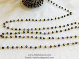 22k Gold Plated Black AB Rosary Chain, 6 mm Chains for Boho Jewelry CH #336, Gold Plated Mystic Grey AB