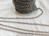 Large Cable Chain, 4 x 6 mm Necklace Chain -Gunmetal Black Rhodium plated Oval Bracelet Chain Soldered Connector Charm Chain