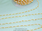 White Rosary Chain, Silver Plated White Chalcedony AB Mystic CH #432, 4 mm Wire Wrapped