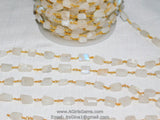Moonstone Beaded Chains, 22 K Gold plated Rectangle Beads Wire Wrapped Gemstone Chains 10 x 12 mm for Bracelets CH #508