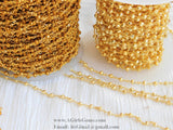 Pyrite Chain, 4 mm Natural Faceted Antique Gold Pyrite Bead CH #510, Quality Wire Wrapped Chains