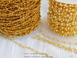Pyrite Chain, 4 mm Natural Faceted Antique Gold Pyrite Bead CH #510, Quality Wire Wrapped Chains