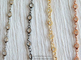 Clear Crystal Bezel Chain, Gold plated Connector Bezel Chain CH #515, 4 mm Chain