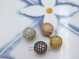 CZ Micro Pave Round Beads, Rose Gold CZ Round Beads, Silver Cubic Zirconia Diamond Pave