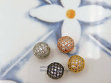 CZ Micro Pave Round Beads, Rose Gold CZ Round Beads, Silver Cubic Zirconia Diamond Pave